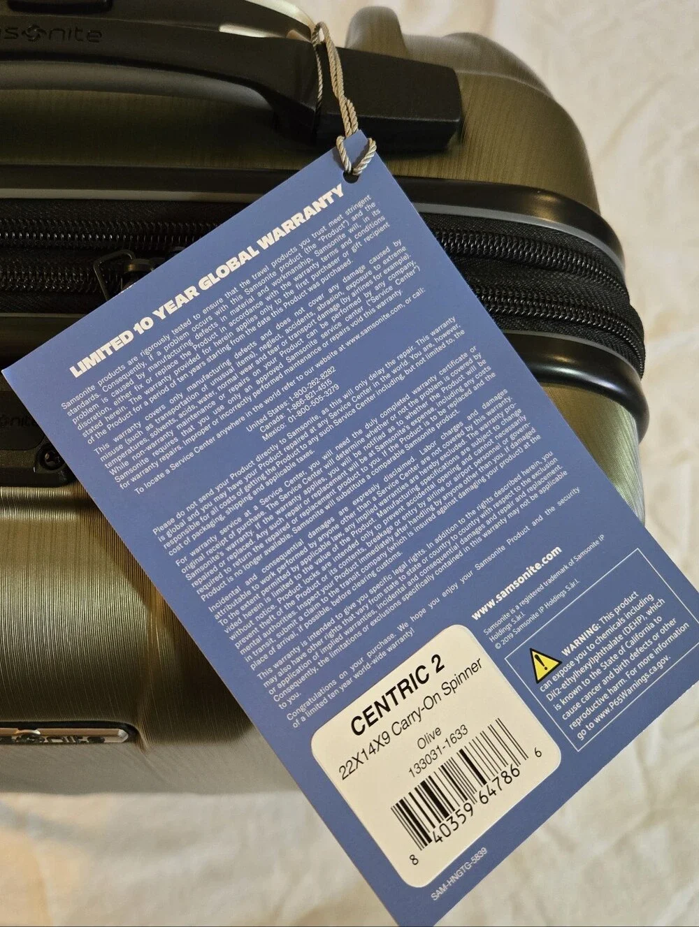 NWT Samsonite Centric 2 Hardside Expandable Spinner 2pc Set Olive Green 20/24in